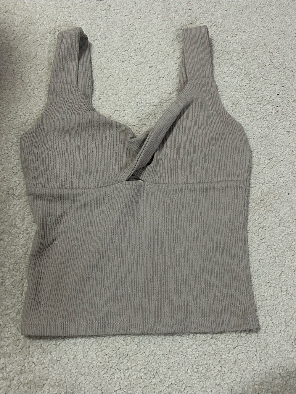 O’Neill Ribbed V-Neck Tank Top in Taupe